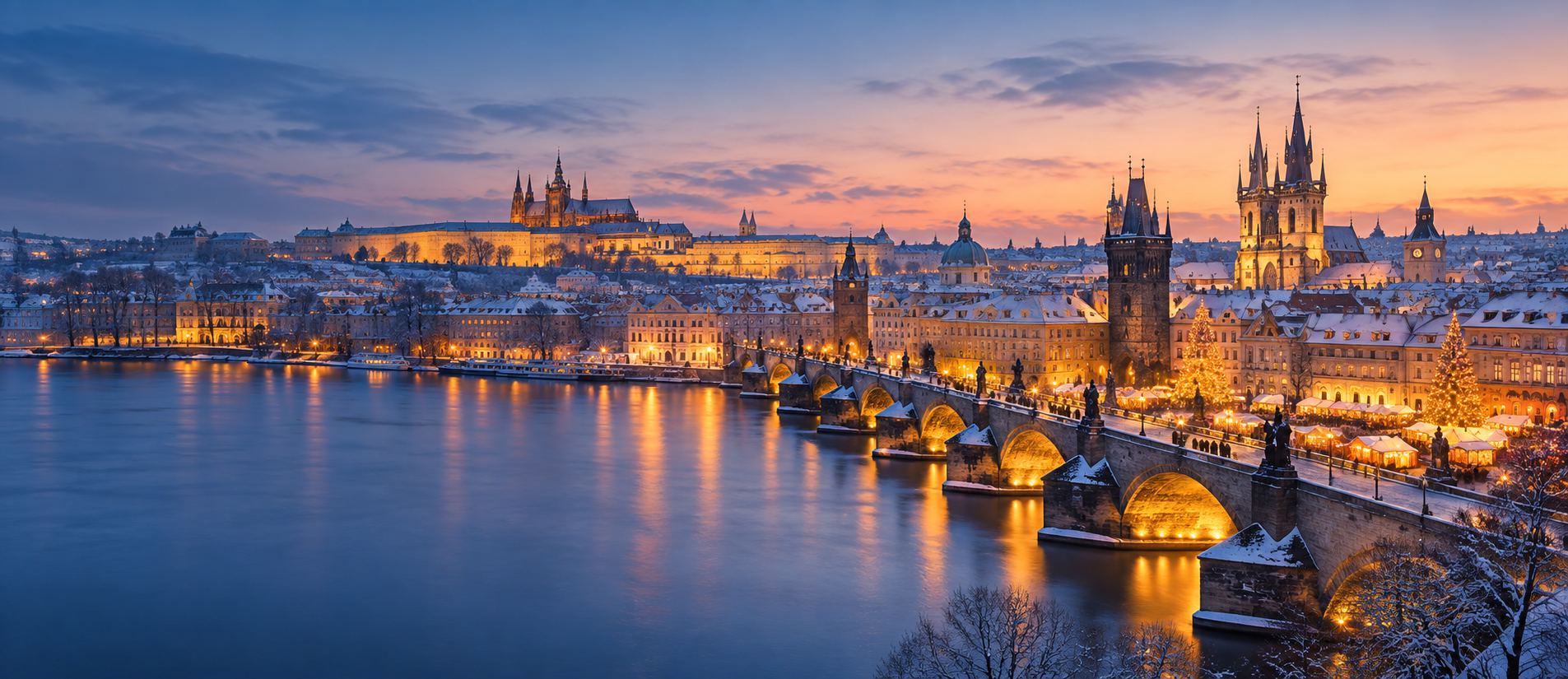 Praga illuminata a Natale